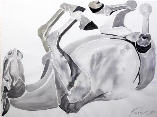 Dame Elisabeth Frink R.A. (1930-1993) Rolling Over Horse, 22.25 x 30in.